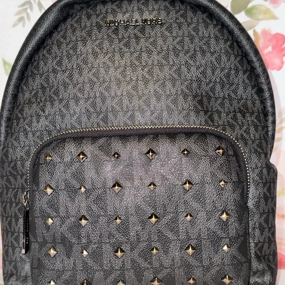 โจ Michael Kors Studded Mini Backpack โ Black MK Logo โ Read Description โจ - Picture 1 of 10